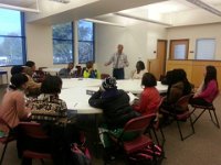 20131121 142734  Louis Torres '02 speaks to the Freshman Seminar class on campus.  The NAA has partnered with the University to bring alums to speak with freshmen students about their time at Shaw, degree choices and career paths.  Previous speakers include Brian Vinson '03, Dr. Virginia Wright '97 and Traevis Kilgore '07.